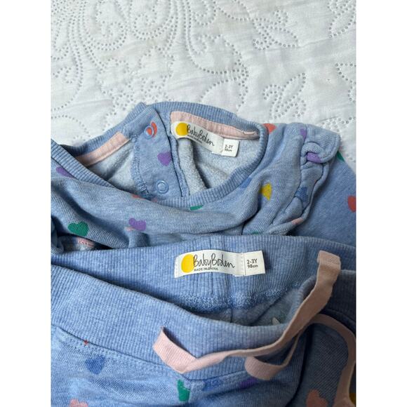 Baby Boden Ruffle Heart Print Jogger Set Size 2/3 - Picture 9 of 9
